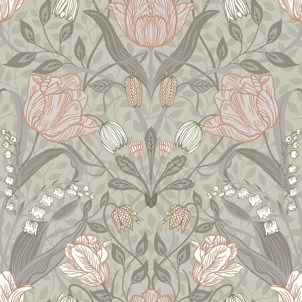 Manhattan Comfort Lincoln Filippa Grey Tulip 33 ft L X 209 in W Wallpaper BR4080-44105 - main
